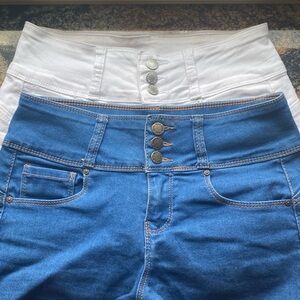 Set of 2 Wax Jean Butt, I Love You! Shorts, Blue and White, Size S